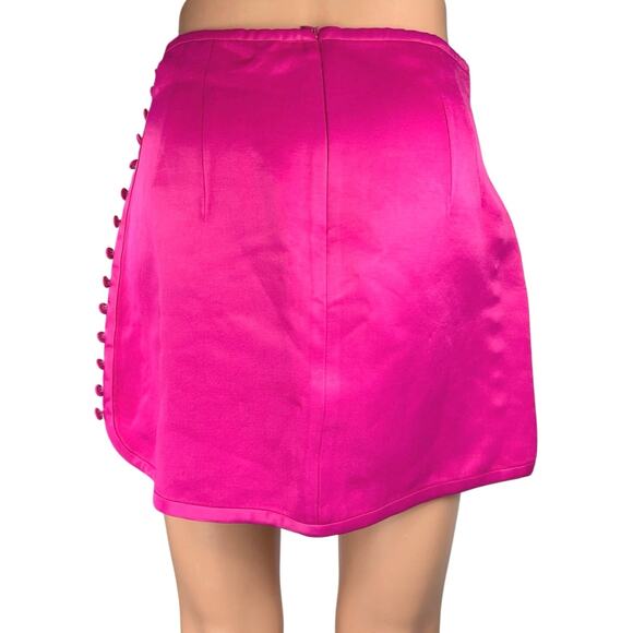 Zara Women's Pink Silky Satin Side Buttons Mini Straight Pencil Skirt Size S - Picture 3 of 5